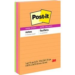 Post-It 660-3SSUC Super Sticky Notes 101x152mm Lined Rio De Janeiro Pack of 3