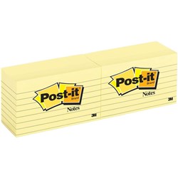 Post-It 635 Notes Original 76x127mm Lined Yellow 100 Sheets Pack of 12