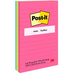 Post-It 660-3AN Notes 101x152mm Lined Poptimistic Pack of 3