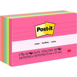 Post-It 635-5AN Notes 76x127mm Lined Poptimistic Pack of 5