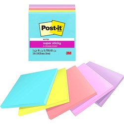 Post-It 654-5SSMIA Super Sticky Notes 76x76mm Non Lined Miami Assorted Pack of 5
