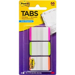 Post-It 686L-PGO Durable Tabs 25x38mm Pink Green Orange Pack of 66