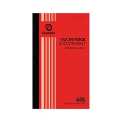 Olympic 625 Carbon Book Triplicate 200x125mm Invoice Statement 100 Leaf