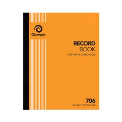 Olympic 706 Carbonless Book Duplicate 250x200mm Record 50 Leaf