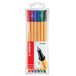 Stabilo Point 88 Fineliner Pen Fine 0.4mm Assorted Wallet Of 6