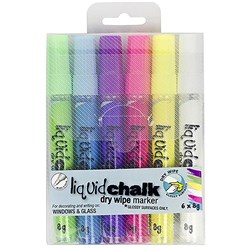 Texta Liquid Chalk Marker Dry Wipe Bullet 4.5mm Assorted Wallet Of 6