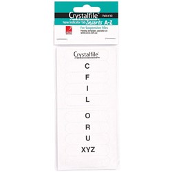 Crystalfile Indicator Tab Inserts A-Z White Pack Of 60
