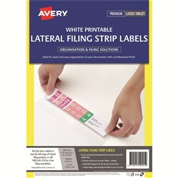 Avery L7174 Lateral Filing Labels A4 42x200mm 4 Per Sheet White Box of 400