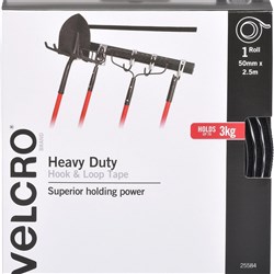 Velcro Brand Hook & 50Mmx2.5M Loop Heavy Duty Fasteners Tape Black