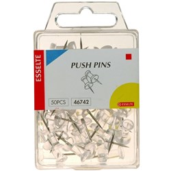 Esselte Push Pins 4x17mm Clear Pack Of 50