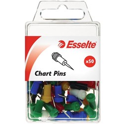 Esselte Chart Pins 8x22mm Assorted Pack Of 50