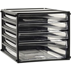 Esselte Filing Drawers 4 Clear Drawers Black Shell