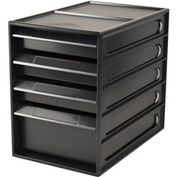 Italplast 4 Drawer Office Organiser Cabinet Recycled 255L x 165W x 230mmH Black