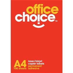 Office Choice Laser Copier & Inkjet Labels White L7167 1UP 199.6x289mm 100 Sheets