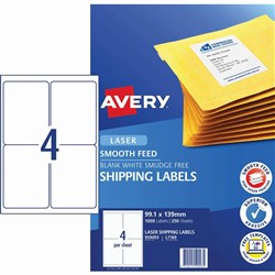 Avery Shipping Laser Labels 4UP L7169 99.1 x 139mm White 250 Sheets