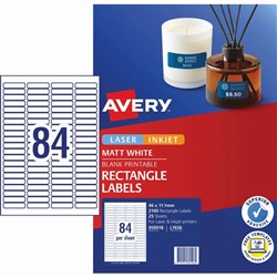 Avery Multi-Purpose Laser & Inkjet Labels L7656 46x11.11 84UP, White, 25 Sheets