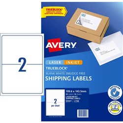 Avery Internet Shipping Laser & Inkjet L7168 199.6x143.5mm White 2UP 10 Sheets