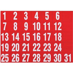 Quartet Magnetic Dates 25x25mm Red Set of 31