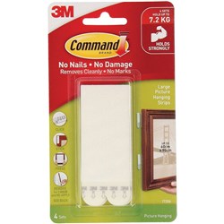 Command 17206 Picture Hanging Strips Large Set of 4 White