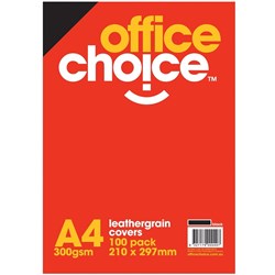 Office Choice Binding Covers A4 300gsm Leathergrain Black Pack of 100