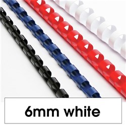Rexel Plastic Binding Comb 6mm 25 Sheet Capacity White Pack of 100