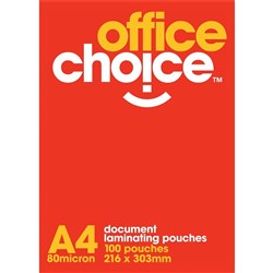 Office Choice Laminating Pouches A4 80 Micron Box of 100