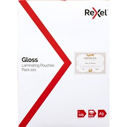 Rexel Laminating Pouches A3 125 Micron Pack of 100