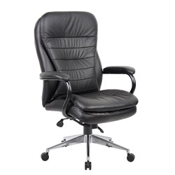 Titan High Back Executive Chair Heavy Duty 200kg Load Rated Black Leather