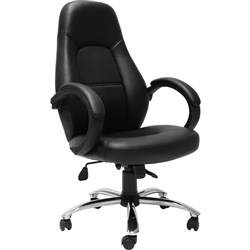 Rapidline CL410 Executive High Back Chair Black PU with Fabric Inlay