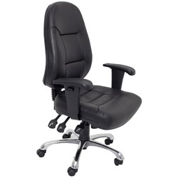 Rapid PU300 High Back Exective Task Chair With Arms Black Padded PU Seat and Back