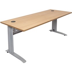 Rapid Span Open Straight Desk 1200W x 700mmD Modesty Panel Beech Top Silver Steel Frame