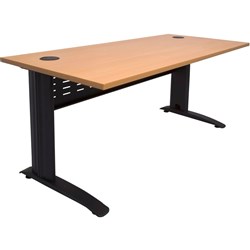 Rapid Span Open Straight Desk 1500W x 700mmD Modesty Panel Beech Top Black Steel Frame