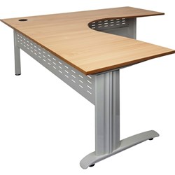 Rapid Span Cockpit Corner Desk 1500W x 1500W x 700mmD Beech Top Silver Steel Frame