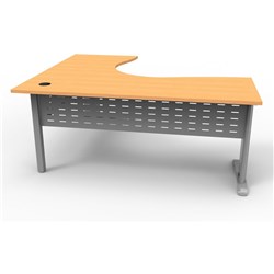 Rapid Span Cockpit Corner Desk 1800W x 1200W x 700mmD Beech Top Silver Steel Frame