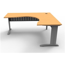 Rapid Span Cockpit Corner Desk 1800W x 1500W x 700mmD Beech Top Silver Steel Frame