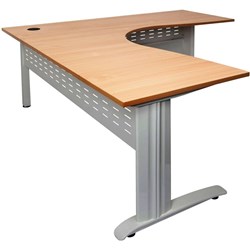 Rapid Span Cockpit Corner Desk 1800W x 1800W x 700mmD Beech Top Silver Steel Frame