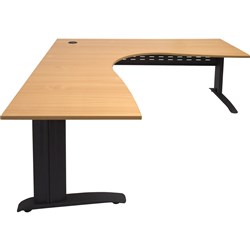 Rapid Span Cockpit Corner Desk 1500W x 1500W x 700mmD Beech Top Black Steel Frame