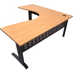 Rapid Span Cockpit Corner Desk 1800W x 1200W x 700mmD Beech Top Black Steel Frame