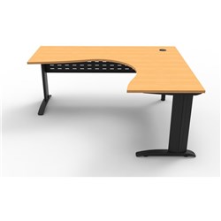 Rapid Span Cockpit Corner Desk 1800W x 1500W x 700mmD Beech Top Black Steel Frame