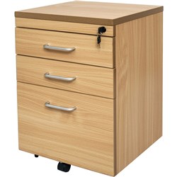 Rapid Span Mobile Pedestal 2 Drawer 1 File Drawer Lockable Beech