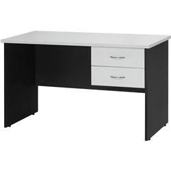 Logan Student Desk 1200W x 600mmD With 2 Drawers White and Ironstone