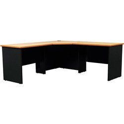 Logan Corner Desk 3 Piece 1800W x 1800W x 600mmD Beech and Ironstone