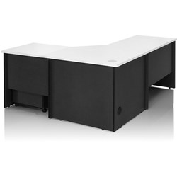 Logan Corner Desk 3 Piece 1800W x 1800W x 600mmD White and Ironstone
