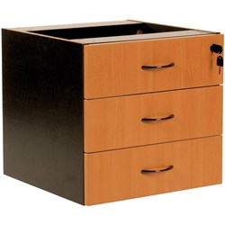 Logan Fixed Pedestal Lockable 3 Drawers Beech and Ironstone