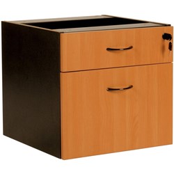 Logan Fixed Pedestal Lockable 1 Standard & 1 Filing Drawer Beech and Ironstone
