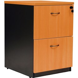 Logan Filing Cabinet 2 Drawer Lockable Beech and Ironstone