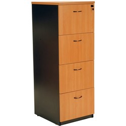 Logan Filing Cabinet 4 Drawer Lockable Beech and Ironstone