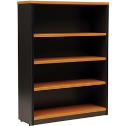 Logan Bookcase 1200H x 900W x 315D 3 Shelves Beech and Ironstone