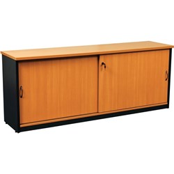 Logan Sliding Door Credenza 1200W x 450D x 730mmH Beech and Ironstone