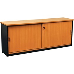 Logan Sliding Door Credenza 1500W x 450D x 730mmH Beech and Ironstone
